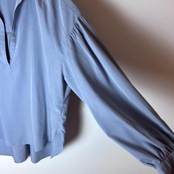 Free People Love Until Tomorrow Hi-Lo Collared Blouse Plunge Neck Line Size L - Picture 6 of 8